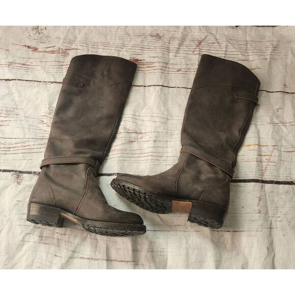 Frye Dorado Lug Sole Suede Knee High Riding Boots Size 6 - Picture 2 of 7